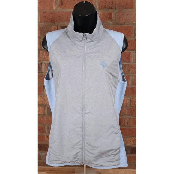 Peter Millar Jackets & Blazers - Peter Millar Vest Womens XL Gray Blue Quilted Jacket Full Zip Golf